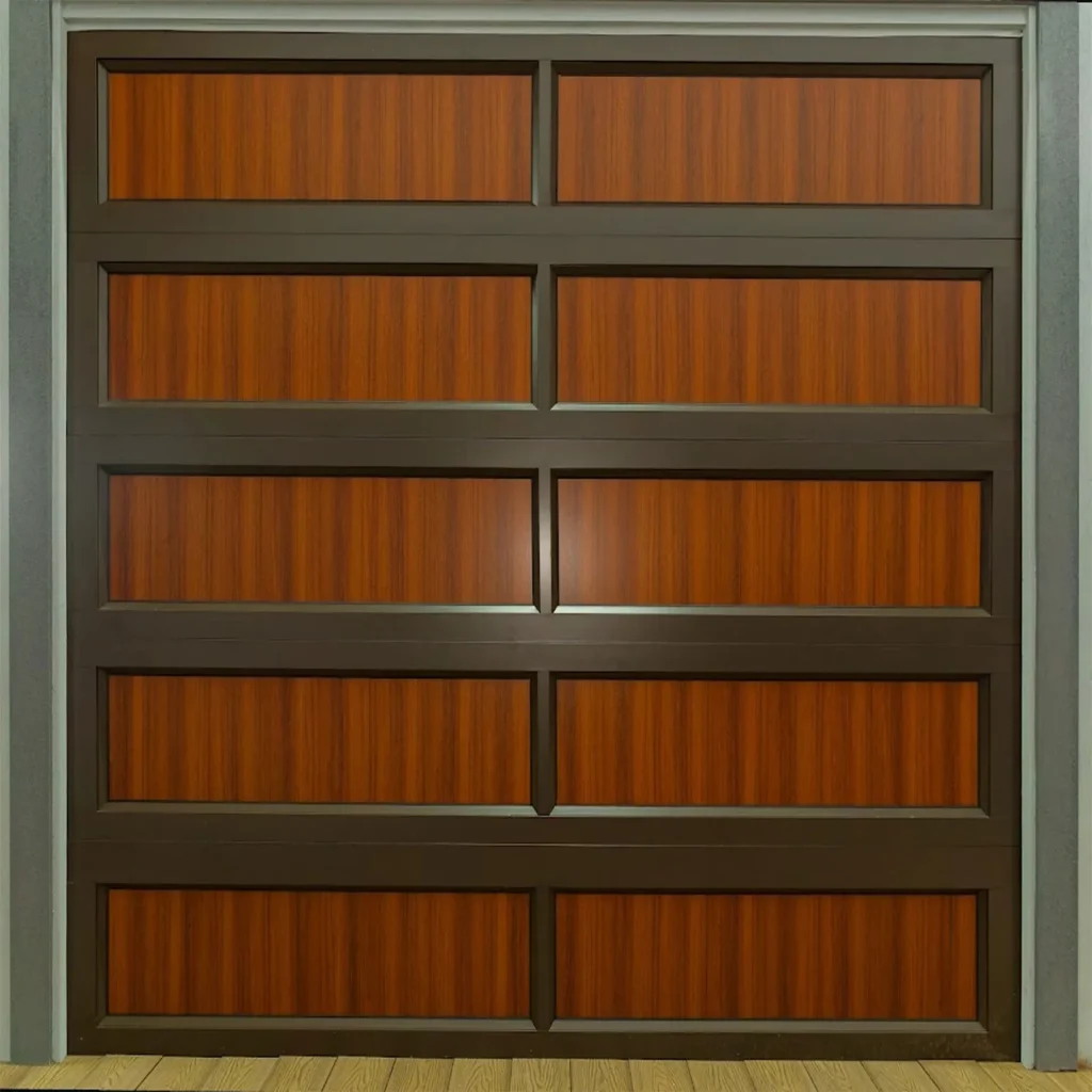 Aluminium garage door wood look