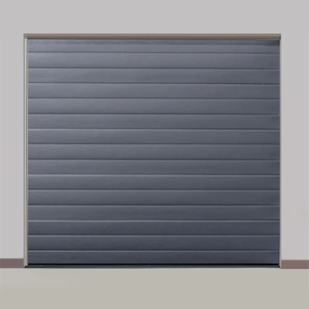 Grey garage in a white frame