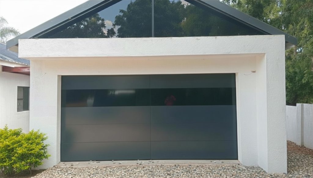 Double Frameless charcoal aluminium matt with a gloss top panel